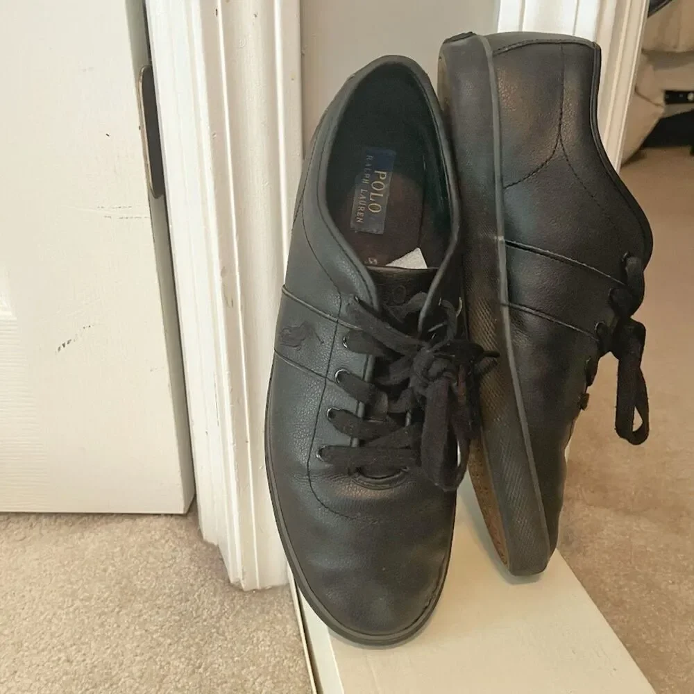 Polo Ralph Lauren Halford Leather Cushioned Lace Up Comfy Walking Sneakers